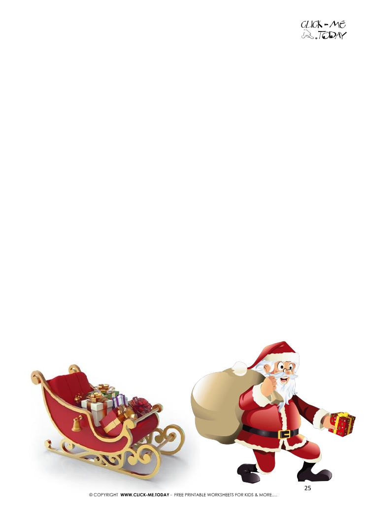Free printable letter to Santa template - funny Santa running & sleigh 25